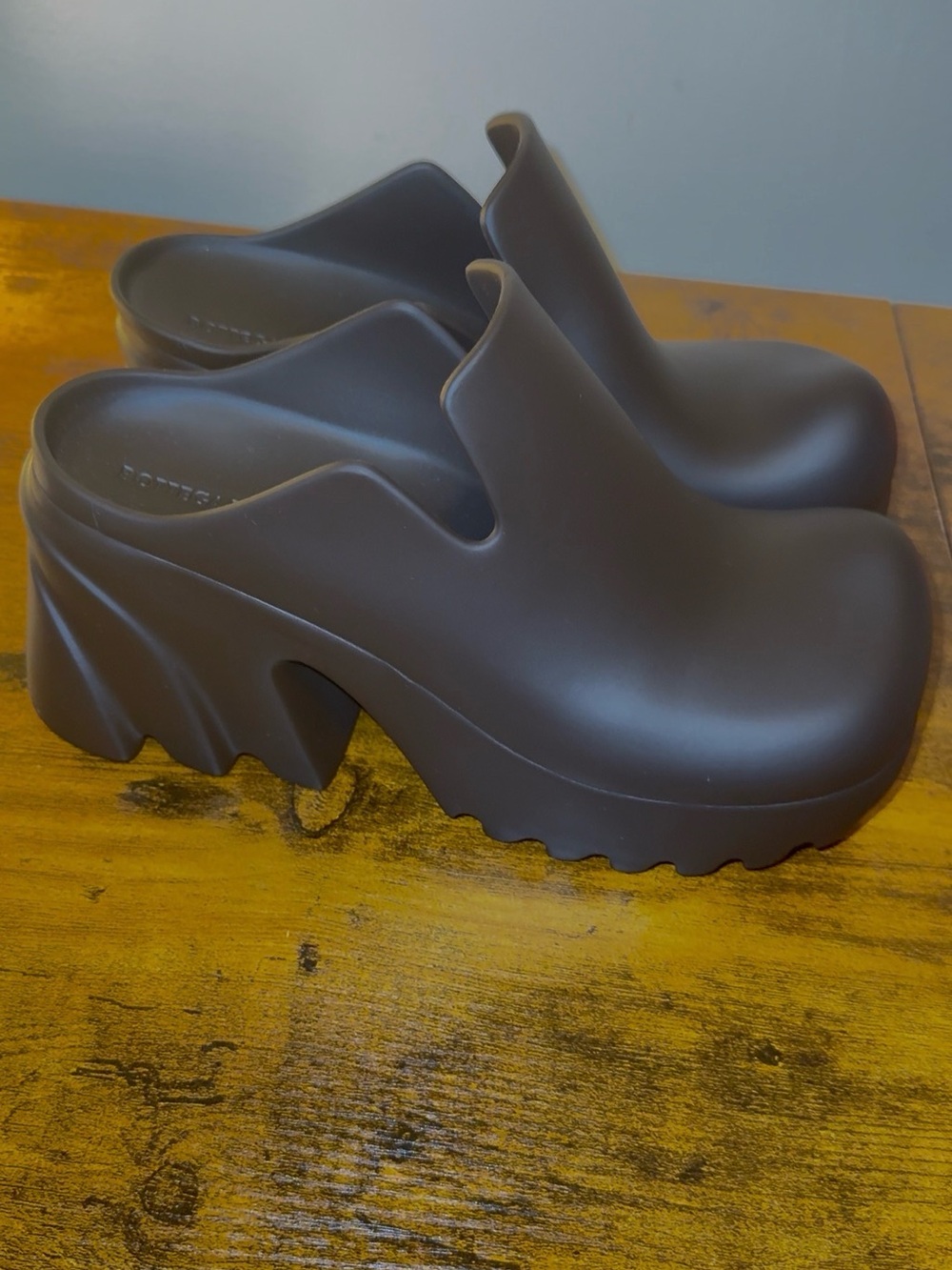 Bottega Veneta Dark Brown Chunky Platform Slide Mules